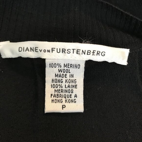 Diane Von Furstenberg 100% Merino Wool Black Extra Long Cardigan Size P - Picture 6 of 6